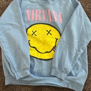 NIRVANA Blue Sweater with Yellow Graphic